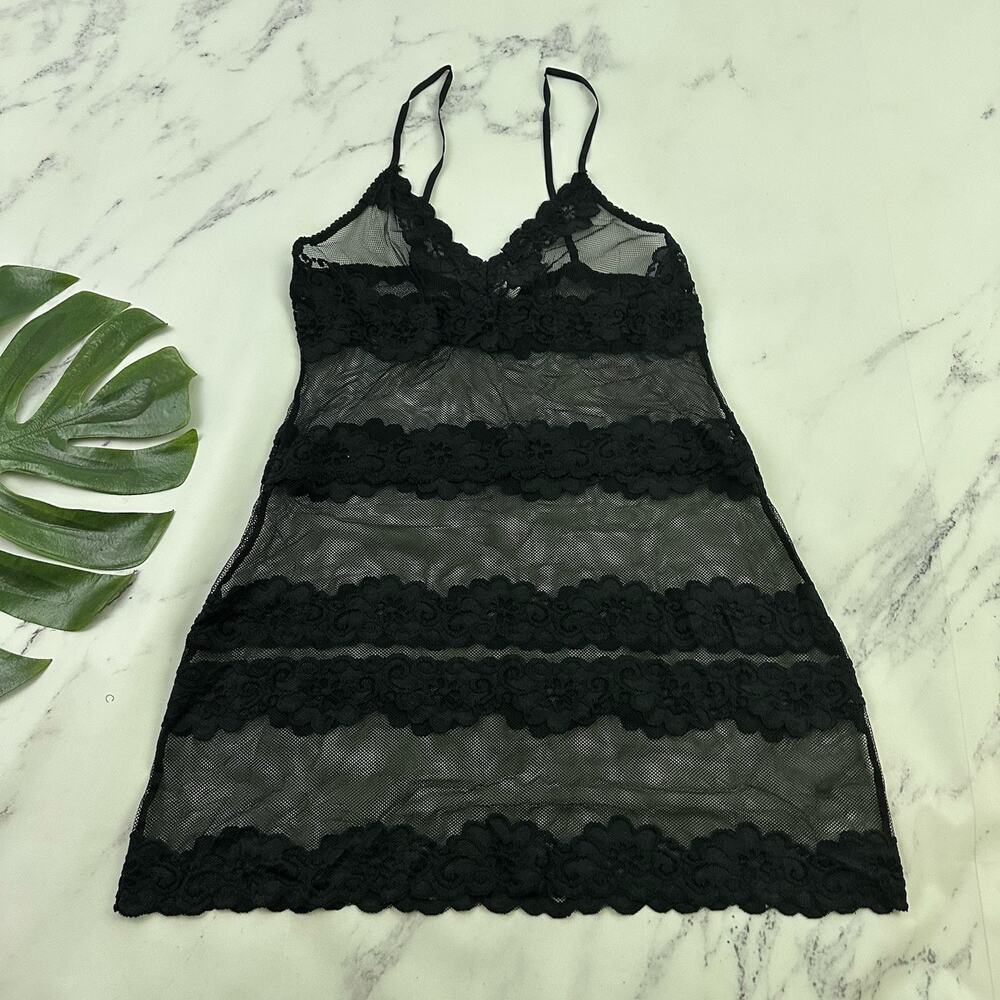 Rampage Womens Vintage Y2k Sheer Lace Tunic Cami Tank Plus Size 1x Black Mesh